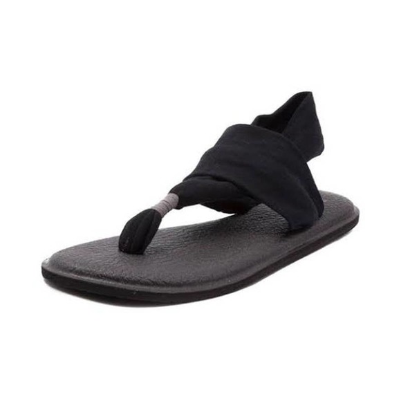 Sanuk Shoes - Sanuk Black Sling Back Flats Shoes Yoga Sandals